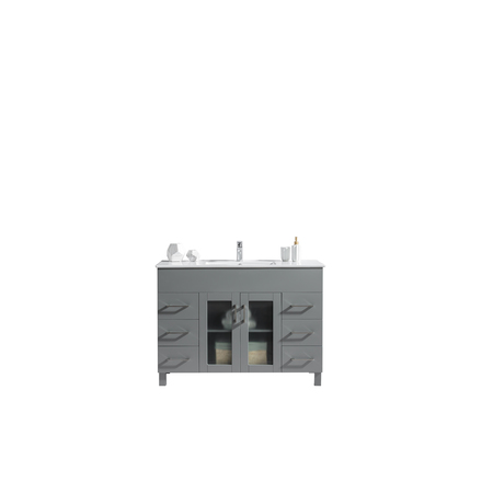 LAVIVA Nova 48, Grey Cabinet & Ceramic Basin Counter 31321529-48G-CB